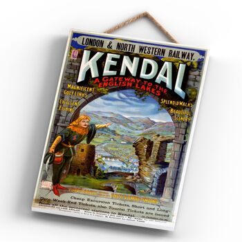 P0482 - Kendal Gateway To The English Lakes Affiche originale des chemins de fer nationaux sur une plaque décor vintage 4