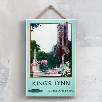 P0488 - Affiche originale des chemins de fer nationaux de l'église Kings Lynn sur une plaque décor vintage 1