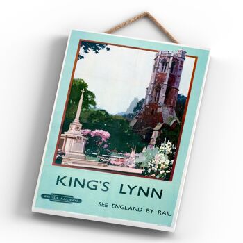 P0488 - Affiche originale des chemins de fer nationaux de l'église Kings Lynn sur une plaque décor vintage 4