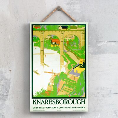 P0489 - Knaresborough Bridge Original National Railway Poster auf einer Plakette im Vintage-Dekor