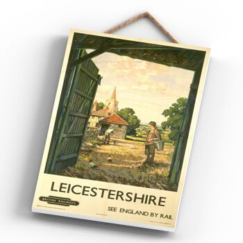 P0494 - Leicestershire Farm Scene Affiche originale des chemins de fer nationaux sur une plaque décor vintage 4