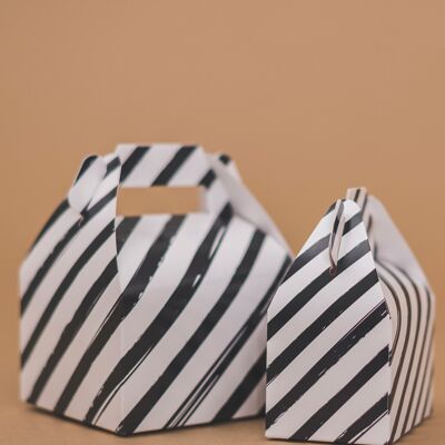 Favor Boxes Large Stripes Schwarz