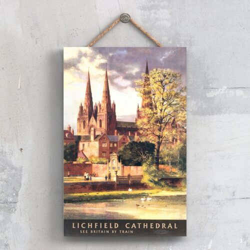 P0495 - Lichfield Cathedral Original National Railway Poster On A Plaque Vintage Decor