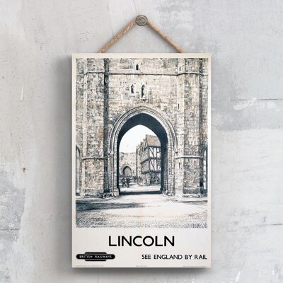 P0497 - Lincoln Arch Original National Railway Poster auf einer Plakette im Vintage-Dekor