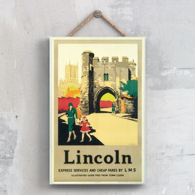 P0498 - Lincoln Arch Poster originale della National Railway su una targa Decor vintage
