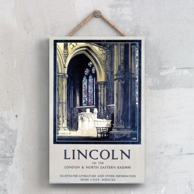 P0501 - Poster Lincoln Fred Taylor originale della National Railway su una targa con decorazioni vintage