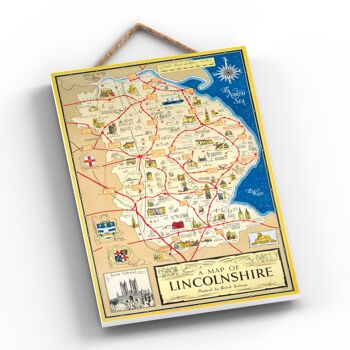 P0503 - Lincolnshire A Map British Railways Affiche originale des chemins de fer nationaux sur une plaque Décor vintage 2