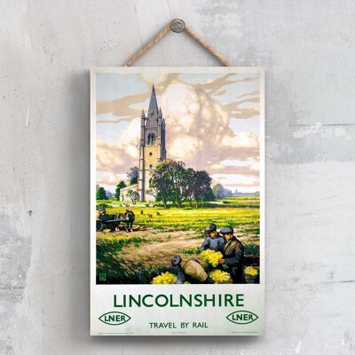 P0504 - Lincolnshire Horse Cart Poster originale della National Railway su una placca Decor vintage