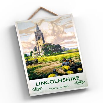 P0504 - Lincolnshire Horse Cart Affiche originale des chemins de fer nationaux sur une plaque décor vintage 2