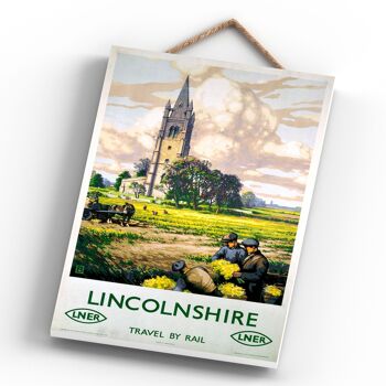 P0504 - Lincolnshire Horse Cart Affiche originale des chemins de fer nationaux sur une plaque décor vintage 4