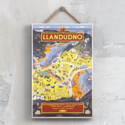 P0510 - Llandudno Map Original National Railway Poster On A Plaque Vintage Decor
