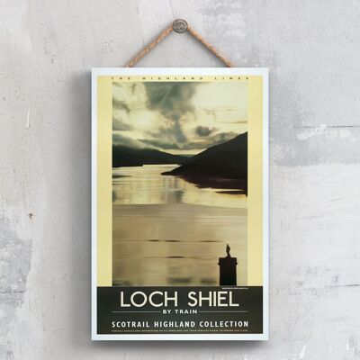 P0511 - Loch Shiel Highland Poster originale della ferrovia nazionale su una targa con decorazioni vintage