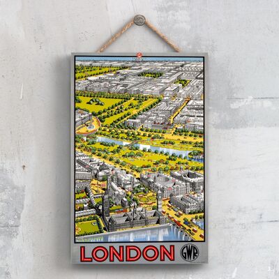 P0515 - London Grey Gwr Poster originale della National Railway su una targa con decorazioni vintage