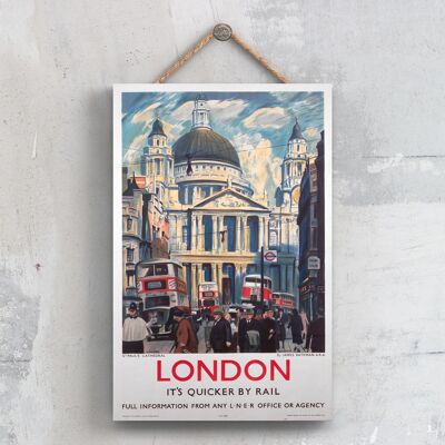 P0519 - Poster originale della National Railway di Londra St Paul su una targa con decorazioni vintage
