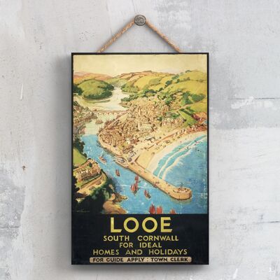 P0523 - Looe Original National Railway Poster auf einer Plakette im Vintage-Dekor