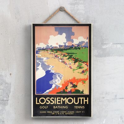 P0525 - Lossiemouth Golf Original National Railway Poster auf einer Plakette im Vintage-Dekor