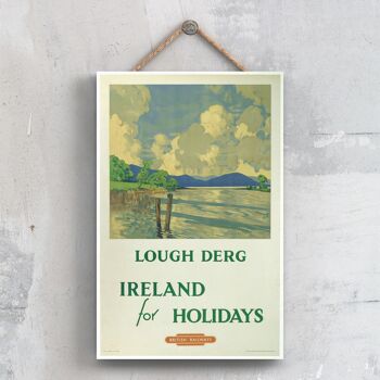 P0526 - Lough Derg Holidays Affiche originale des chemins de fer nationaux sur une plaque décor vintage 1