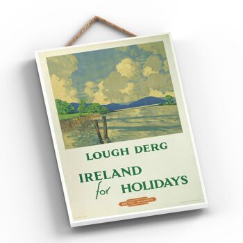 P0526 - Lough Derg Holidays Affiche originale des chemins de fer nationaux sur une plaque décor vintage 2