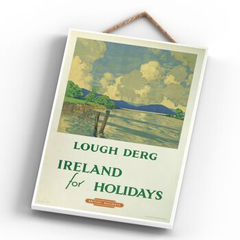 P0526 - Lough Derg Holidays Affiche originale des chemins de fer nationaux sur une plaque décor vintage 4