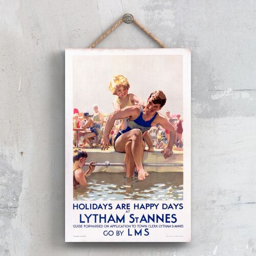 P0529 - Lytham St Annes Happy Days Original National Railway Poster On A Plaque Vintage Decor