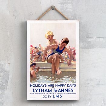 P0529 - Lytham St Annes Happy Days Affiche originale des chemins de fer nationaux sur une plaque décor vintage 1