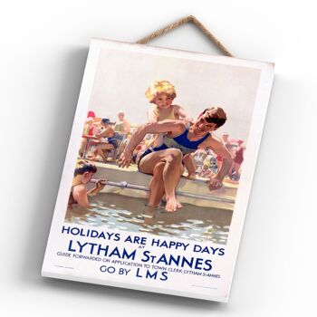 P0529 - Lytham St Annes Happy Days Affiche originale des chemins de fer nationaux sur une plaque décor vintage 4