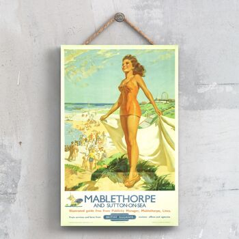 P0530 - Mablethorpe Sutton Beach Affiche originale des chemins de fer nationaux sur une plaque décor vintage 1