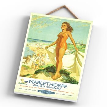 P0530 - Mablethorpe Sutton Beach Affiche originale des chemins de fer nationaux sur une plaque décor vintage 4