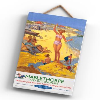 P0532 - Mablethorpe Sutton On Sea Beach Affiche originale des chemins de fer nationaux sur une plaque décor vintage 4