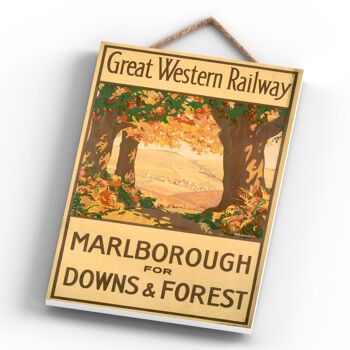 P0533 - Marlborough Downs Forest Affiche originale des chemins de fer nationaux sur une plaque décor vintage 4