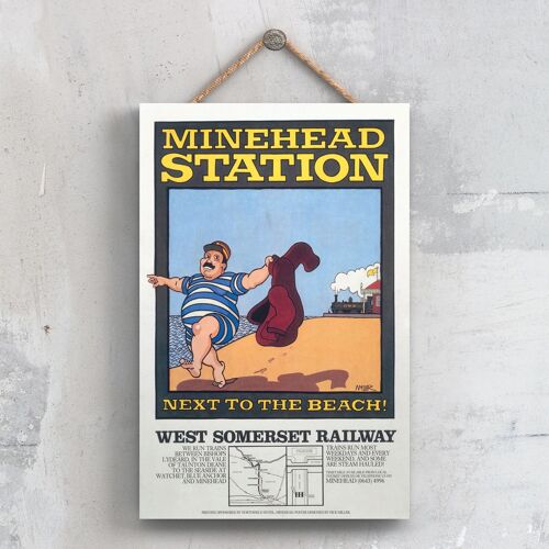 P0536 - Minehead Station Original National Railway Poster On A Plaque Vintage Decor