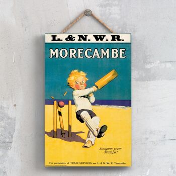 P0538 - Morecambe Stumps Affiche Originale Des Chemins De Fer Nationaux Sur Une Plaque Décor Vintage 1