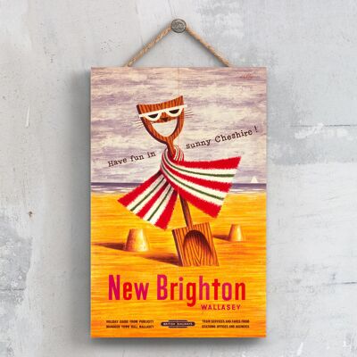P0541 - New Brighton Wallasey Spade In Sand Affiche originale des chemins de fer nationaux sur une plaque Décor vintage