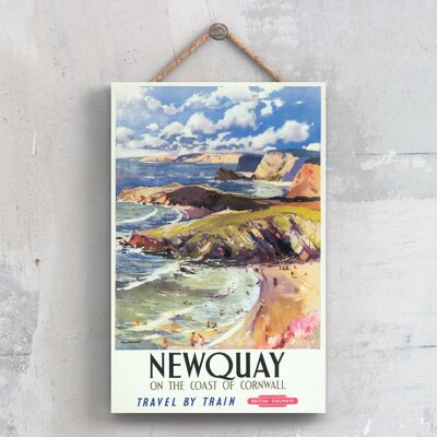 P0542 - Newquay Jack Merriott Poster originale della National Railway su una targa con decorazioni vintage