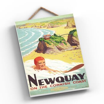 P0543 - Newquay On The Cornish Coast Affiche originale des chemins de fer nationaux sur une plaque décor vintage 2