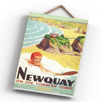 P0543 - Newquay On The Cornish Coast Affiche originale des chemins de fer nationaux sur une plaque décor vintage 4