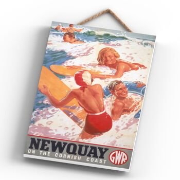 P0544 - Newquay Surfers Affiche Originale National Railway Sur Une Plaque Décor Vintage 4