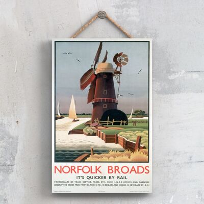P0546 - Norfolk Broads Sail Poster originale della National Railway su una targa con decorazioni vintage