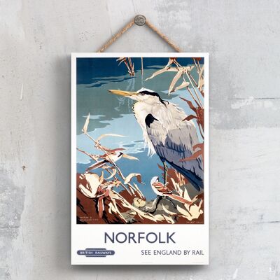 P0547 - Norfolk Heron With Bearded Tits Original National Railway Poster On A Plaque Vintage Decor