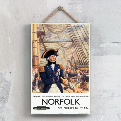 P0548 - Cartel del ferrocarril nacional original del barco de Norfolk en una placa de decoración vintage
