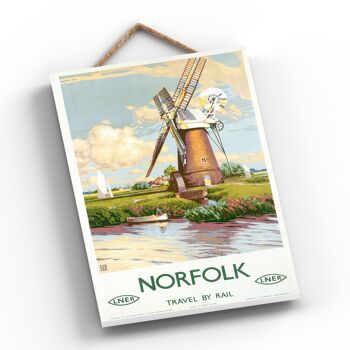 P0549 - Norfolk Windmill Original National Railway Affiche Sur Une Plaque Décor Vintage 2