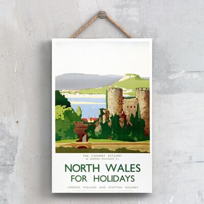 P0552 - North Wales Conway Estuary Poster originale della National Railway su una targa con decorazioni vintage