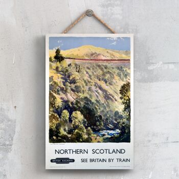 P0554 - Northern Scotland Sutherland Affiche originale des chemins de fer nationaux sur une plaque décor vintage 1