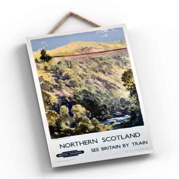 P0554 - Northern Scotland Sutherland Affiche originale des chemins de fer nationaux sur une plaque décor vintage 2