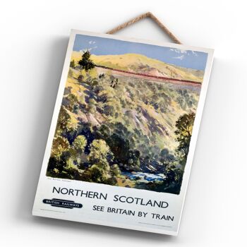 P0554 - Northern Scotland Sutherland Affiche originale des chemins de fer nationaux sur une plaque décor vintage 4