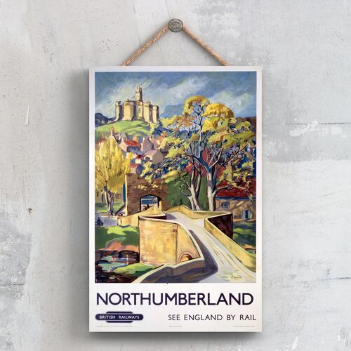 P0556 - Northumberland Castle Original National Railway Poster On A Plaque Vintage Decor