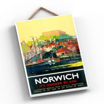 P0560 - Norwich Framk H Mason Affiche originale des chemins de fer nationaux sur une plaque décor vintage 2