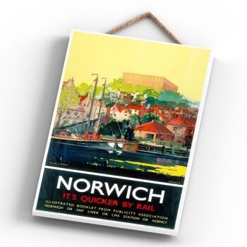 P0560 - Norwich Framk H Mason Affiche originale des chemins de fer nationaux sur une plaque décor vintage 4