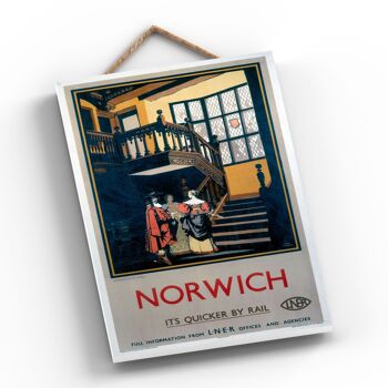 P0561 - Affiche originale des chemins de fer nationaux de Norwich Strangers sur une plaque décor vintage 2