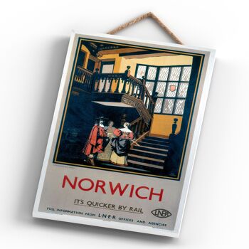 P0561 - Affiche originale des chemins de fer nationaux de Norwich Strangers sur une plaque décor vintage 4